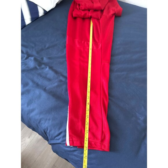 Adidas Mens Red Jogger Pants With White Stripes Elastic Waistband Slim Fit Z L - Picture 6 of 6